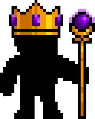 Staff of Ultimate Mastery, a crowned hero holding a royal staff